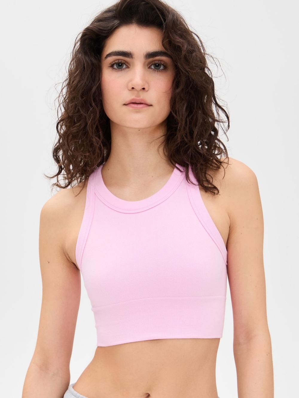 ALO Yoga Seamless Delight High Neck Bra in Sweet Pink - M